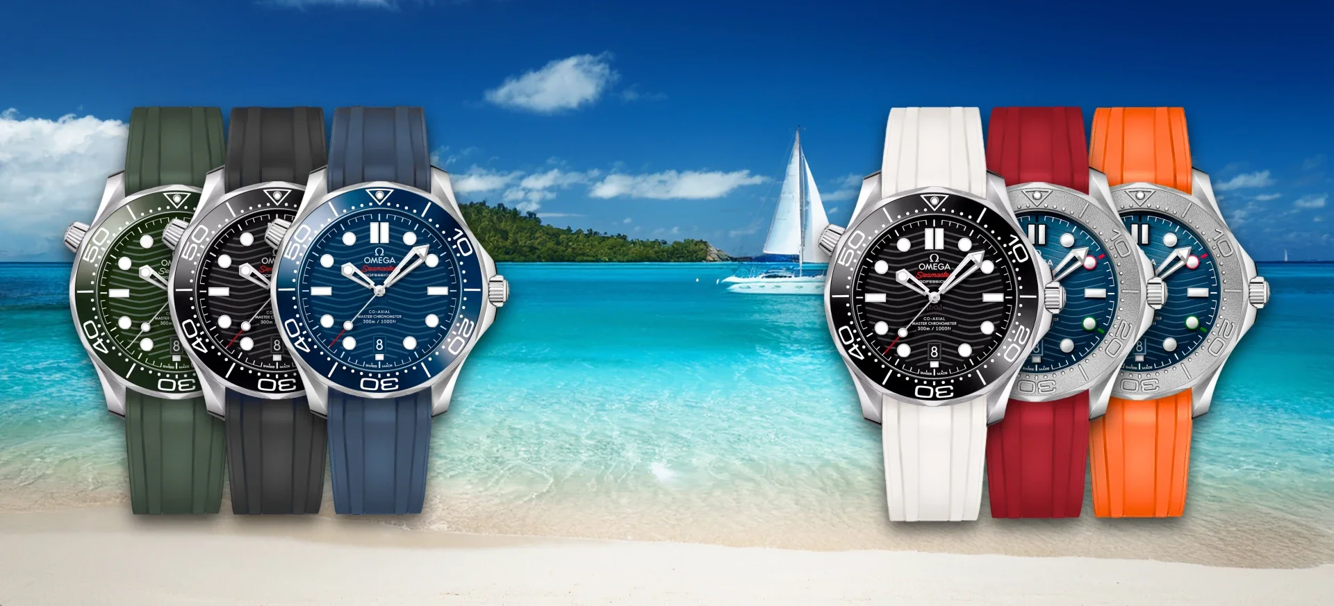 Curved End Gummiremme til Seamaster Diver 300M