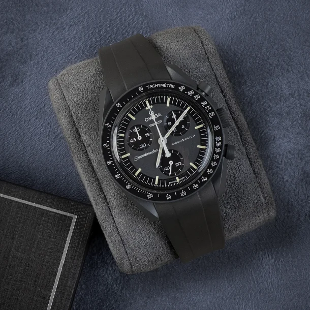 Curved End Gummirem CTS til Omega X Swatch MoonSwatch - Sort