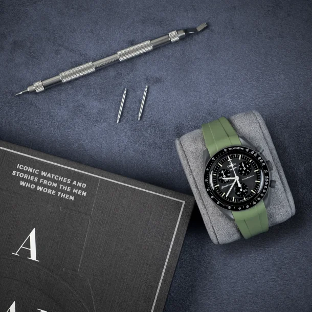 Curved End Gummirem CTS til Omega X Swatch MoonSwatch - Gr�n