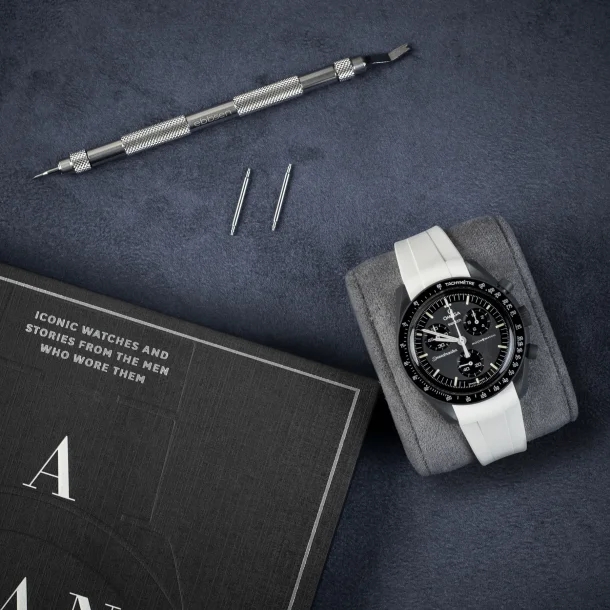 Curved End Gummirem CTS til Omega X Swatch MoonSwatch - Hvid