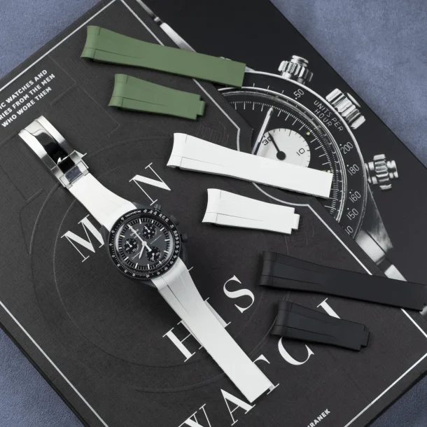 Curved End Gummirem CTS til Omega X Swatch MoonSwatch - Hvid