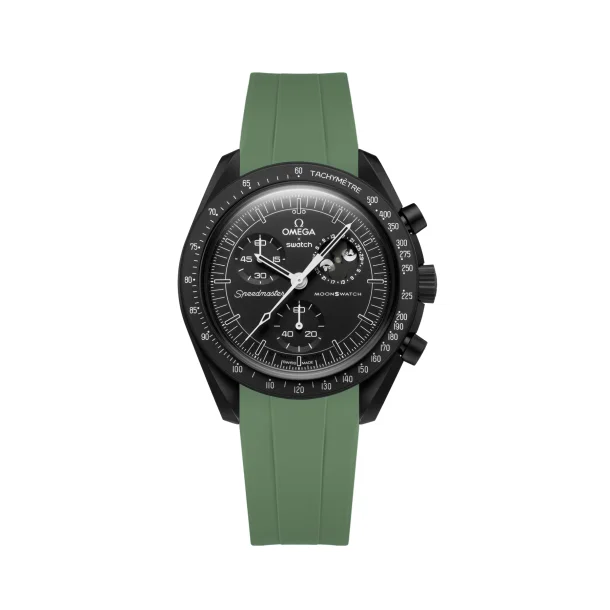 Curved End Gummirem i FKM til Omega X Swatch MoonSwatch - Grn