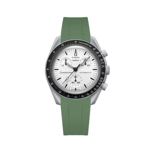 Curved End Gummirem i FKM til Omega X Swatch MoonSwatch - Gr�n