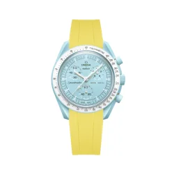 Curved End Gummirem i FKM til Omega X Swatch MoonSwatch - Gul