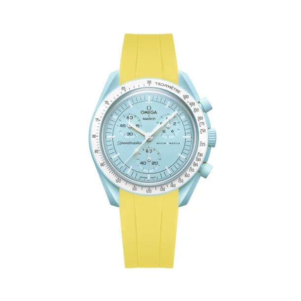 Curved End Gummirem i FKM til Omega X Swatch MoonSwatch - Gul