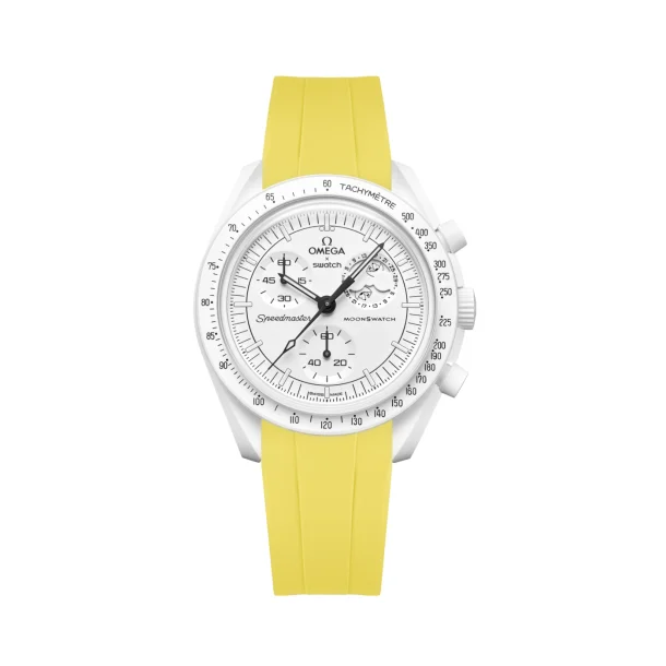 Curved End Gummirem i FKM til Omega X Swatch MoonSwatch - Gul