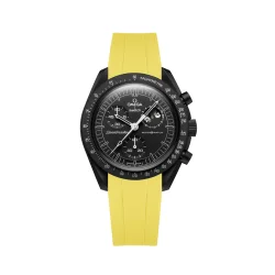 Curved End Gummirem i FKM til Omega X Swatch MoonSwatch - Gul