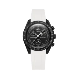 Curved End Gummirem i FKM til Omega X Swatch MoonSwatch - Hvid