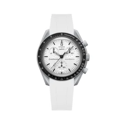 Curved End Gummirem i FKM til Omega X Swatch MoonSwatch - Hvid