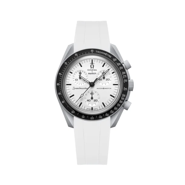Curved End Gummirem i FKM til Omega X Swatch MoonSwatch - Hvid