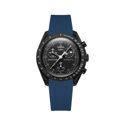 Curved End Gummirem i FKM til Omega X Swatch MoonSwatch - Mrkebl
