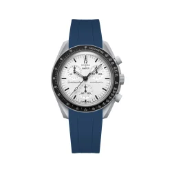 Curved End Gummirem i FKM til Omega X Swatch MoonSwatch - Mrkebl