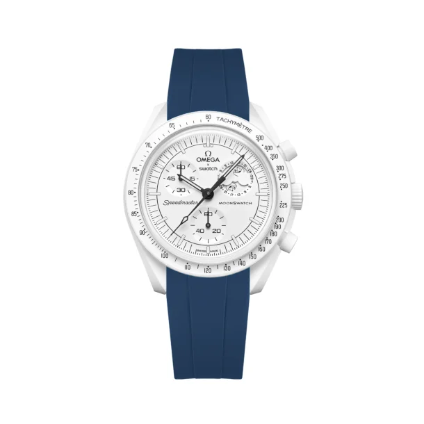 Curved End Gummirem i FKM til Omega X Swatch MoonSwatch - Mrkebl