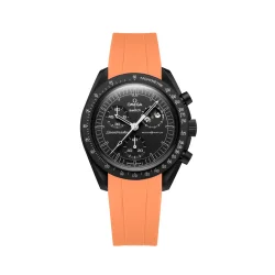 Curved End Gummirem i FKM til Omega X Swatch MoonSwatch - Orange