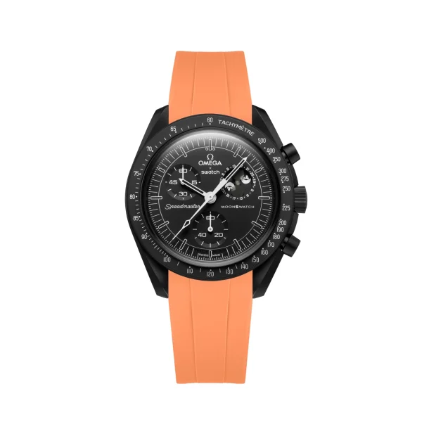 Curved End Gummirem i FKM til Omega X Swatch MoonSwatch - Orange