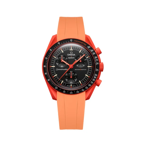 Curved End Gummirem i FKM til Omega X Swatch MoonSwatch - Orange