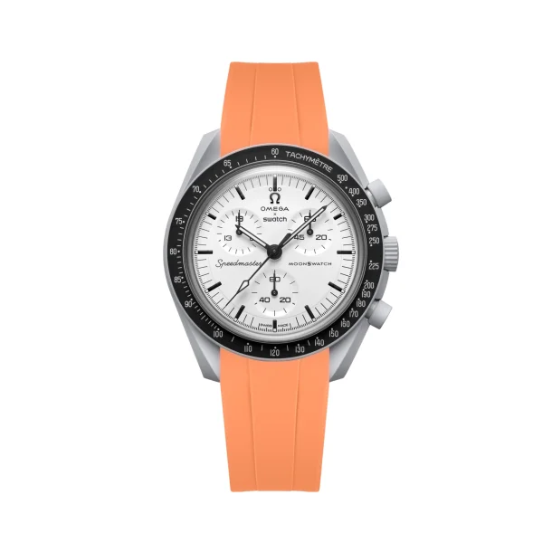 Curved End Gummirem i FKM til Omega X Swatch MoonSwatch - Orange