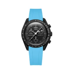 Curved End Gummirem i FKM til Omega X Swatch MoonSwatch - Sky Blue