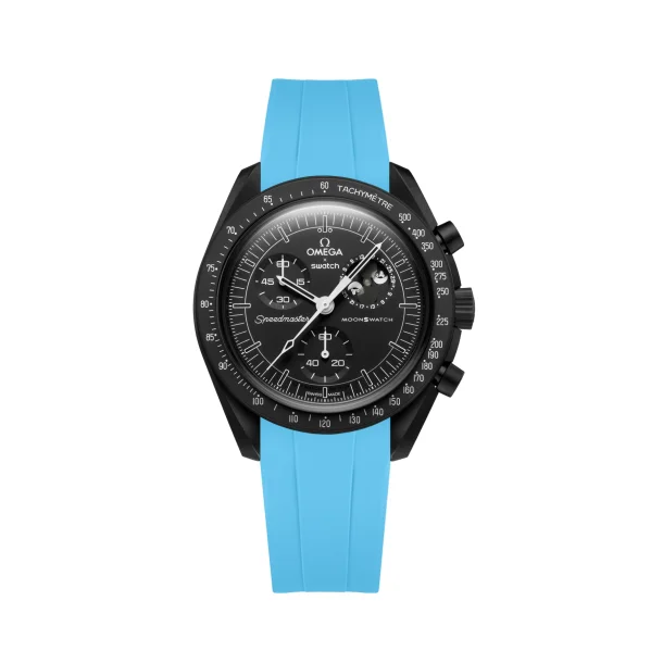 Curved End Gummirem i FKM til Omega X Swatch MoonSwatch - Sky Blue