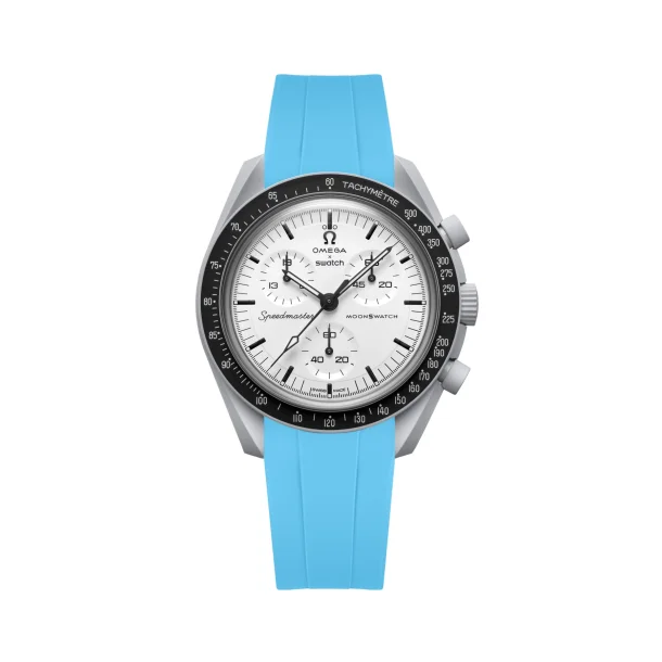 Curved End Gummirem i FKM til Omega X Swatch MoonSwatch - Sky Blue