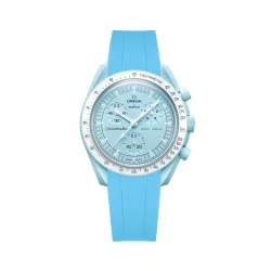 Curved End Gummirem i FKM til Omega X Swatch MoonSwatch - Sky Blue