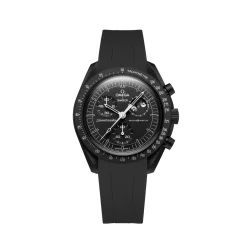 Curved End Gummirem i FKM til Omega X Swatch MoonSwatch - Sort