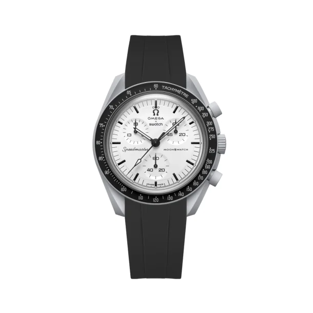 Curved End Gummirem i FKM til Omega X Swatch MoonSwatch - Sort