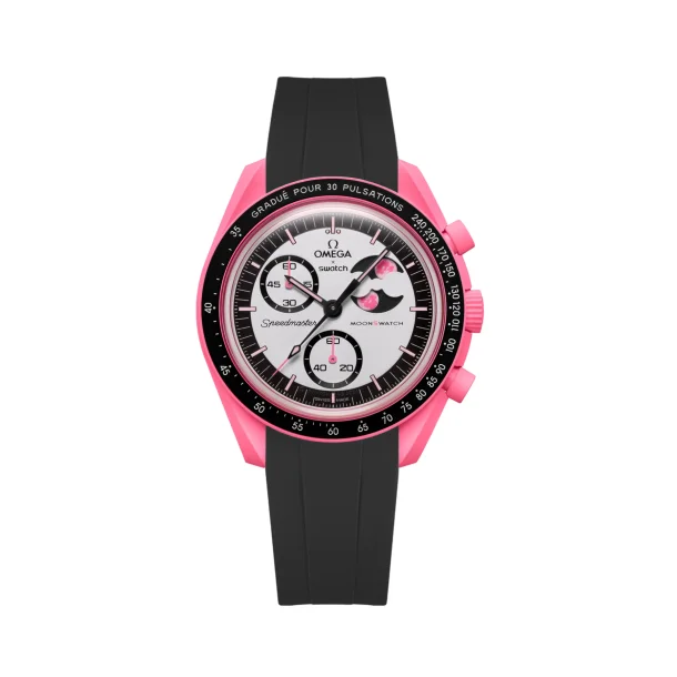 Curved End Gummirem i FKM til Omega X Swatch MoonSwatch - Sort