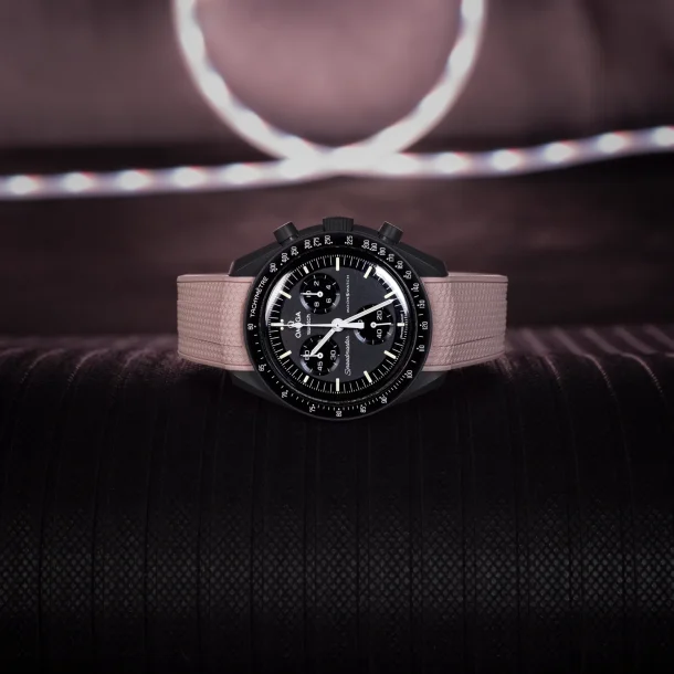 Curved End Gummirem til Omega X Swatch MoonSwatch - Gammelrosa
