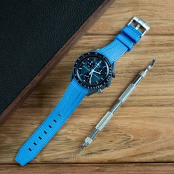 Curved End Gummirem til Omega X Swatch MoonSwatch - Bl