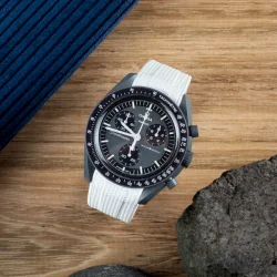 Curved End Gummirem til Omega X Swatch MoonSwatch - Hvid