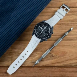 Curved End Gummirem til Omega X Swatch MoonSwatch - Hvid