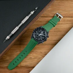 Curved End Gummirem til Omega X Swatch MoonSwatch - Grn