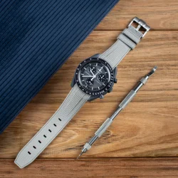 Curved End Gummirem til Omega X Swatch MoonSwatch - Lysegr