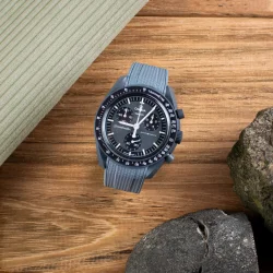 Curved End Gummirem til Omega X Swatch MoonSwatch - Mrkegr