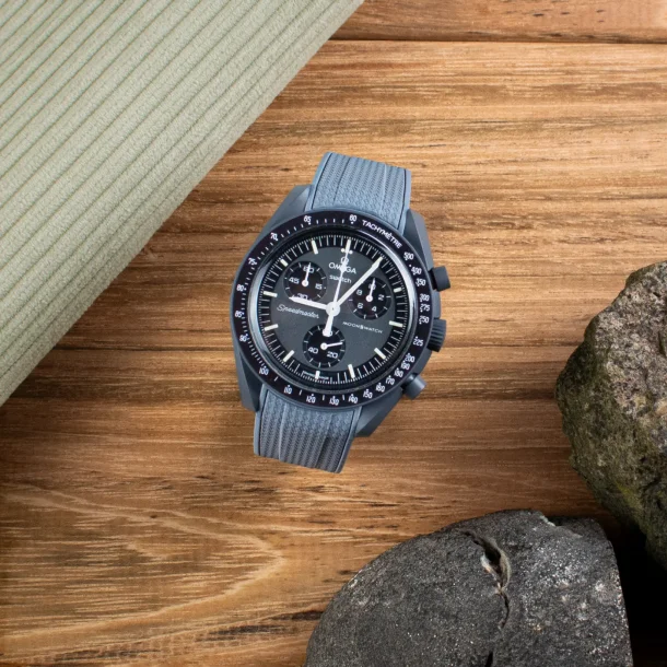 Curved End Gummirem til Omega X Swatch MoonSwatch - M�rkegr�