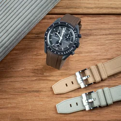 Curved End Gummirem til Omega X Swatch MoonSwatch - Brun