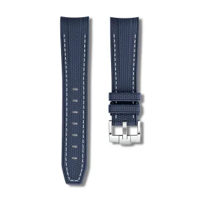 Curved End Gummirem til Omega X Swatch MoonSwatch - Marinebl� med hvide syninger
