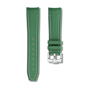Curved End Gummirem til Omega X Swatch MoonSwatch - Gr�n med hvide syninger