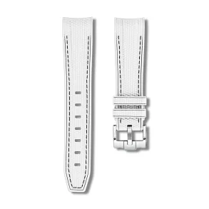 Curved End Gummirem til Omega X Swatch MoonSwatch - Hvid med sorte syninger