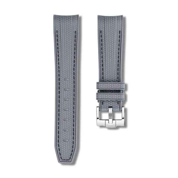 Curved End Gummirem til Omega X Swatch MoonSwatch - M�rkegr� med sorte syninger