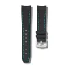 Curved End Gummirem til Omega X Swatch MoonSwatch - Sort med cyanfarvede syninger