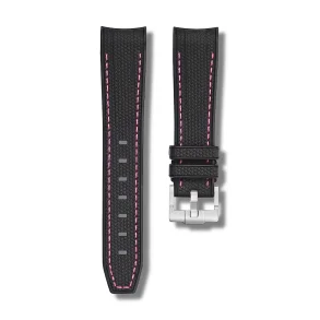 Curved End Gummirem til Omega X Swatch MoonSwatch - Sort med lyser�de syninger