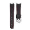 Curved End Gummirem til Omega X Swatch MoonSwatch - Sort med r�de syninger