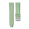 Curved End Gummirem til Omega X Swatch MoonSwatch - Lysegr�n med hvide syninger