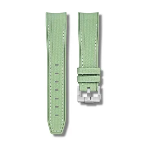 Curved End Gummirem til Omega X Swatch MoonSwatch - Lysegr�n med hvide syninger