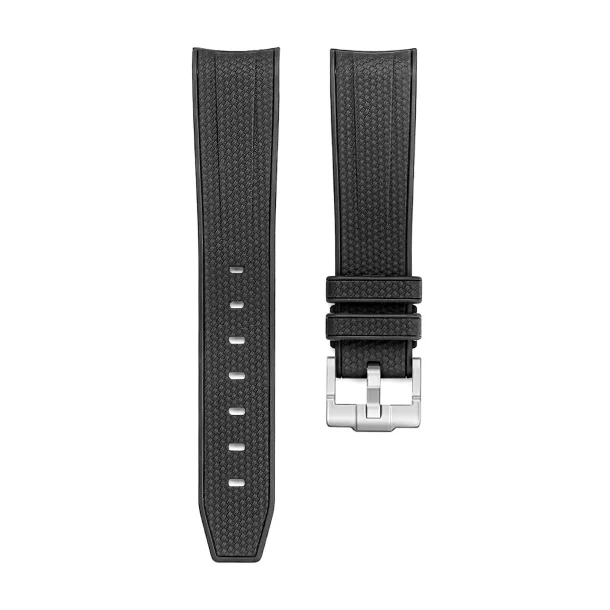 Curved End Gummirem til Omega X Swatch MoonSwatch - Sort