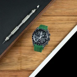 Curved End Gummirem til Omega X Swatch MoonSwatch - Grn