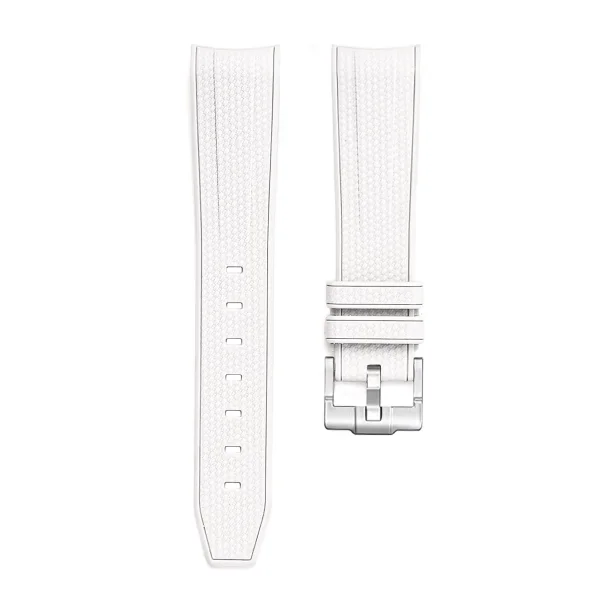 Curved End Gummirem til Omega X Swatch MoonSwatch - Hvid