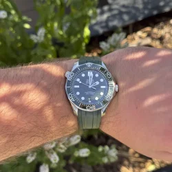 Curved End Gummirem til Omega Seamaster Diver 300M - Grn